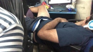 Guy Sleeping at Internet Cafe