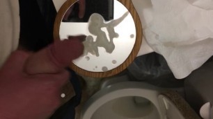 Quickie Jackoff on Mirror in Bathroom Sink!!! Cumshot all over Mirror!!