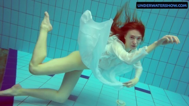 Redhead Diana Hot and Horny in a White Dress