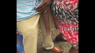 Huge&excl; Big Black Dick Flash in Public Bus Stop